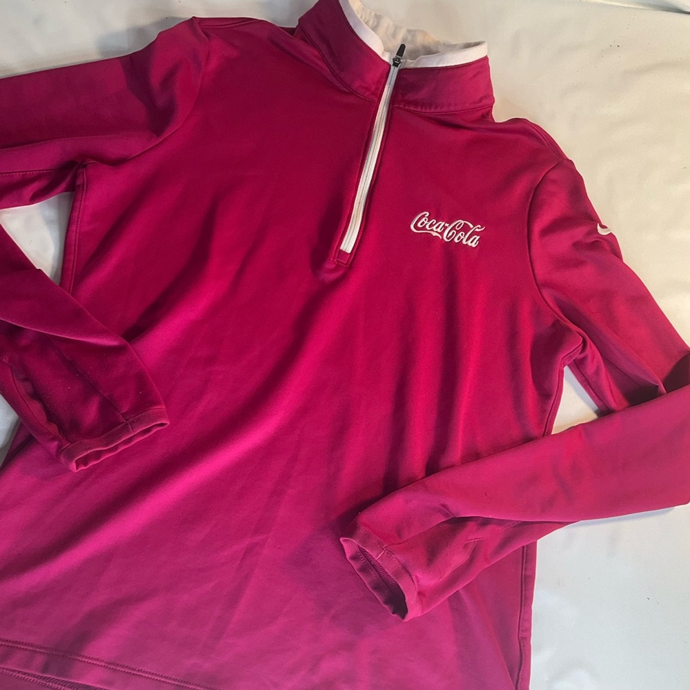 Nike golf Dri fit Coca Cola pink 1/4 zip pullover medium